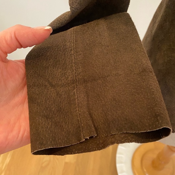 White Stag Womens Vintage Brown Suede Blazer w Macramé Trim Size 4/6 - Picture 9 of 11